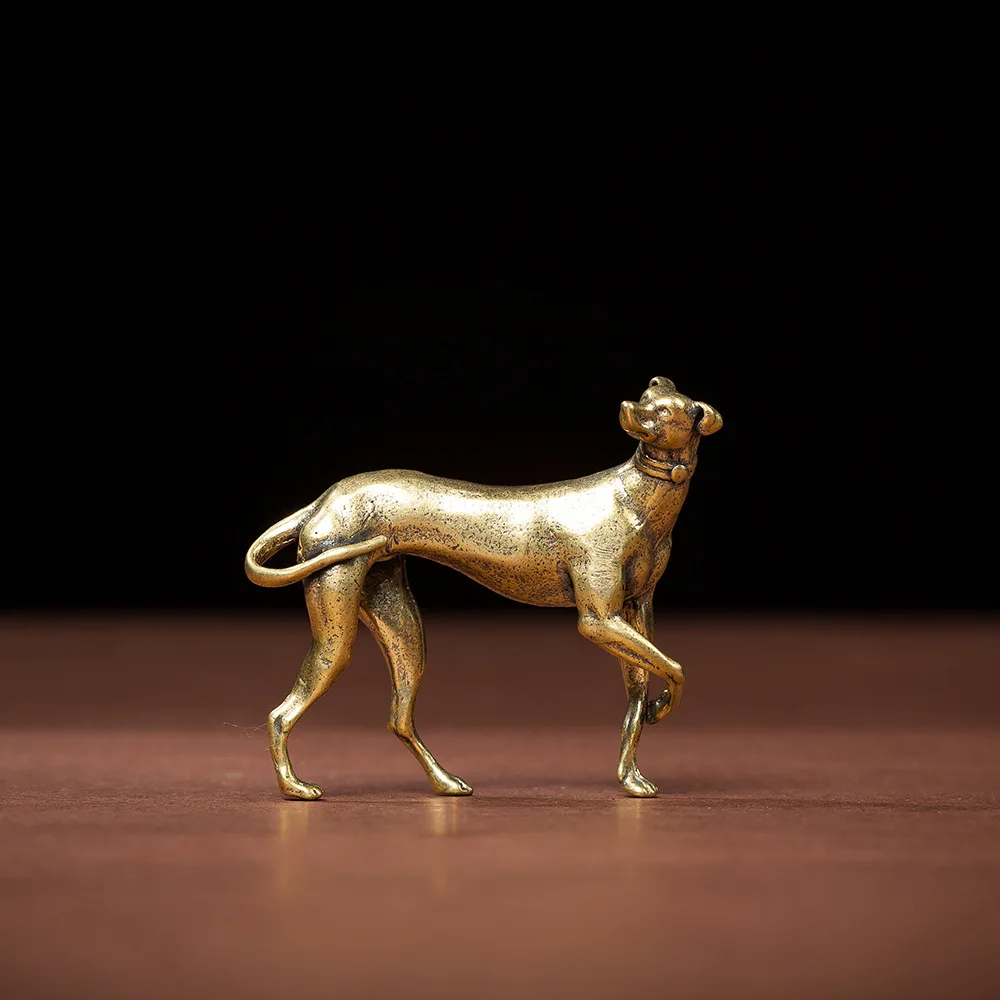 Brass Loyal Dog Desk Ornaments Vintage Copper Animal Miniatures Figurines Decorations Home Decor Crafts Gifts