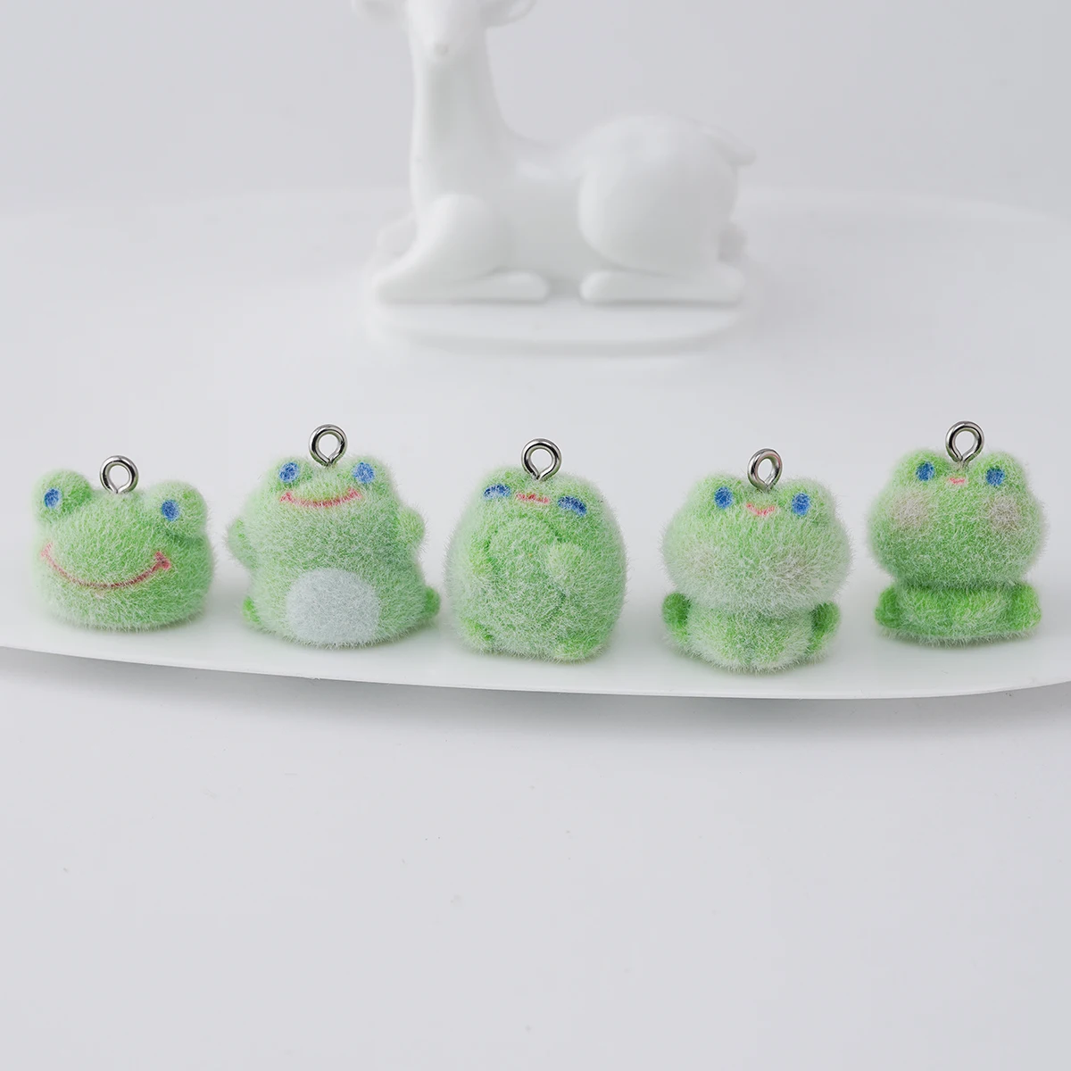 30pcs New Cute Plush Little frogs Charms Flocked resin animals Pendant for  Bag keychain DIY crafts Jewelry make fittings