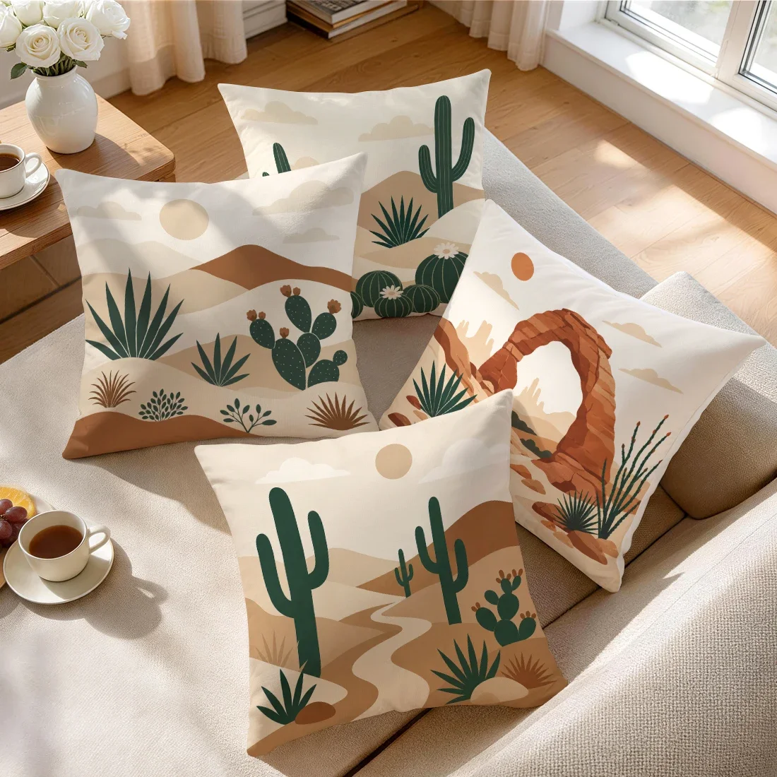 1/4pcs Desert Cactus Cushions Pillowcase Polyester Cushion Cover Throw Pillow Pillowcover Home Car Sofa Decor