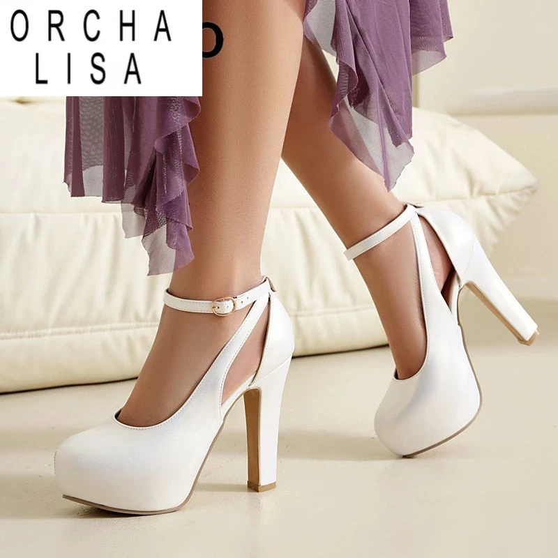 

ORCHA LISA Роскошные женские сандалии с круглым носком на высоком каблуке 12 см на платформе 3,5 см с пряжкой и ремешком, модная женская обувь для свиданий, весна