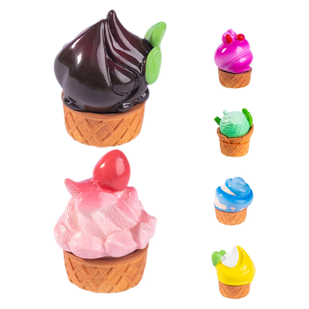 

6pcs Fruit Ice Cream Ornaments Realistic Food Shaped Figurines Miniatures Dollhouse Decor Faux Ice Cream Ball Summer Desk