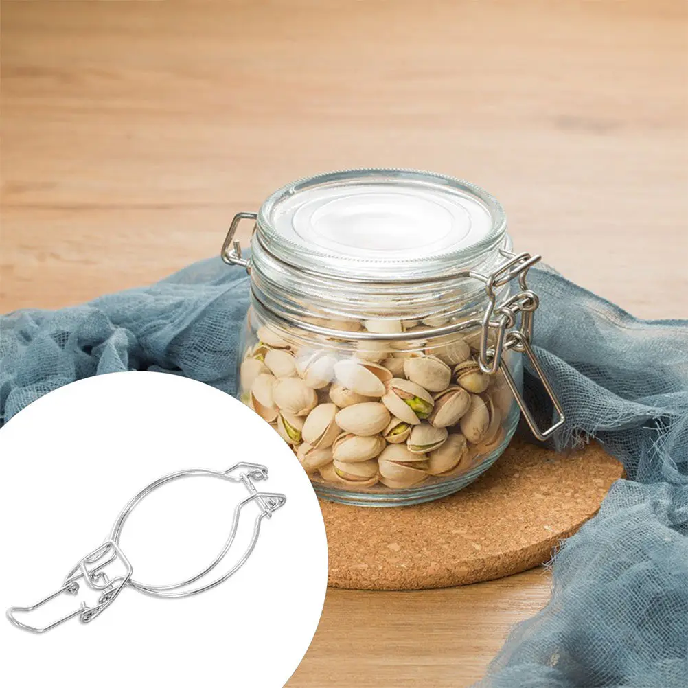 12Pcs Stainless Steel Spring Wire Locking Canisters Clips Wide Mouth Jar Airtight Seal Clamps Kitchen Storage Replacement Wire