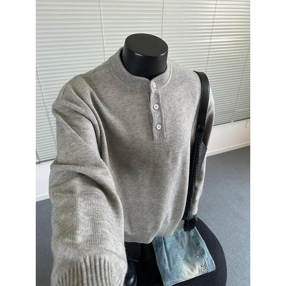 

Hualun мужской трикотаж с высоким воротником, зимний трикотаж, свободный базовый слой, длинный све, американский повседневный трикотаж, полиэфирное волокно