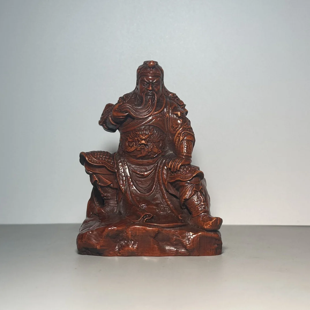 

Chinese wood carving old collection boxwood boutique Guan Gong carved tabletop home decoration