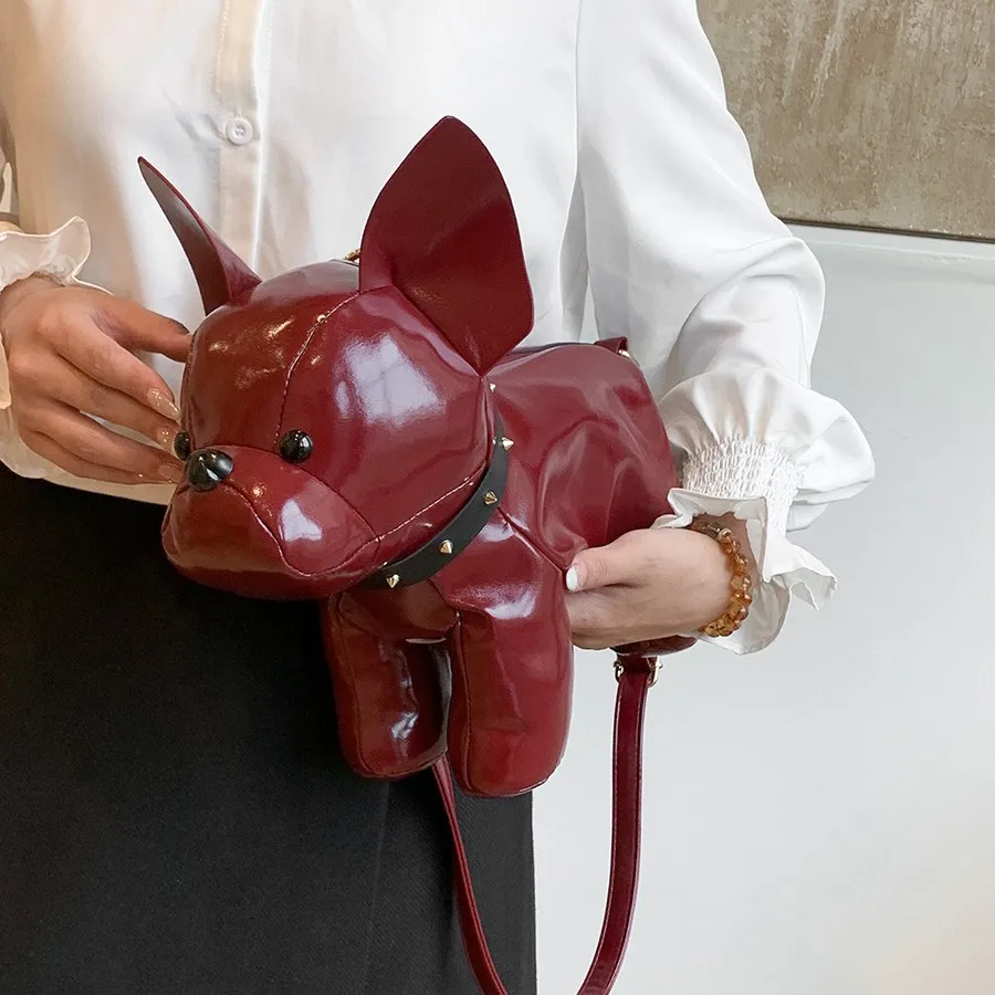 Generic French Bulldog Animal Shape Crossbody Bag Creative Pu Leather Shoulder Bag Novelty Handbag For Women Daily Casual Use