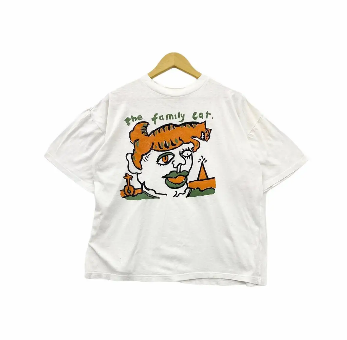 Vintage 80s 1989 EL Gato FAMILY Tom Verlaine álbum solteros recorrido británico indie rock band shoegaze punk grunge streetwear camiseta