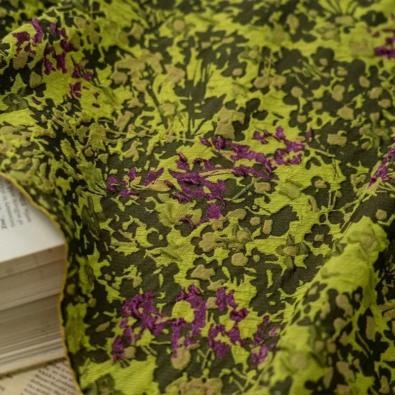 

Relief Green Jacquard Fabric Retro Dress Sachet Tote Bag Decorative DIY Sewing Fabric A116