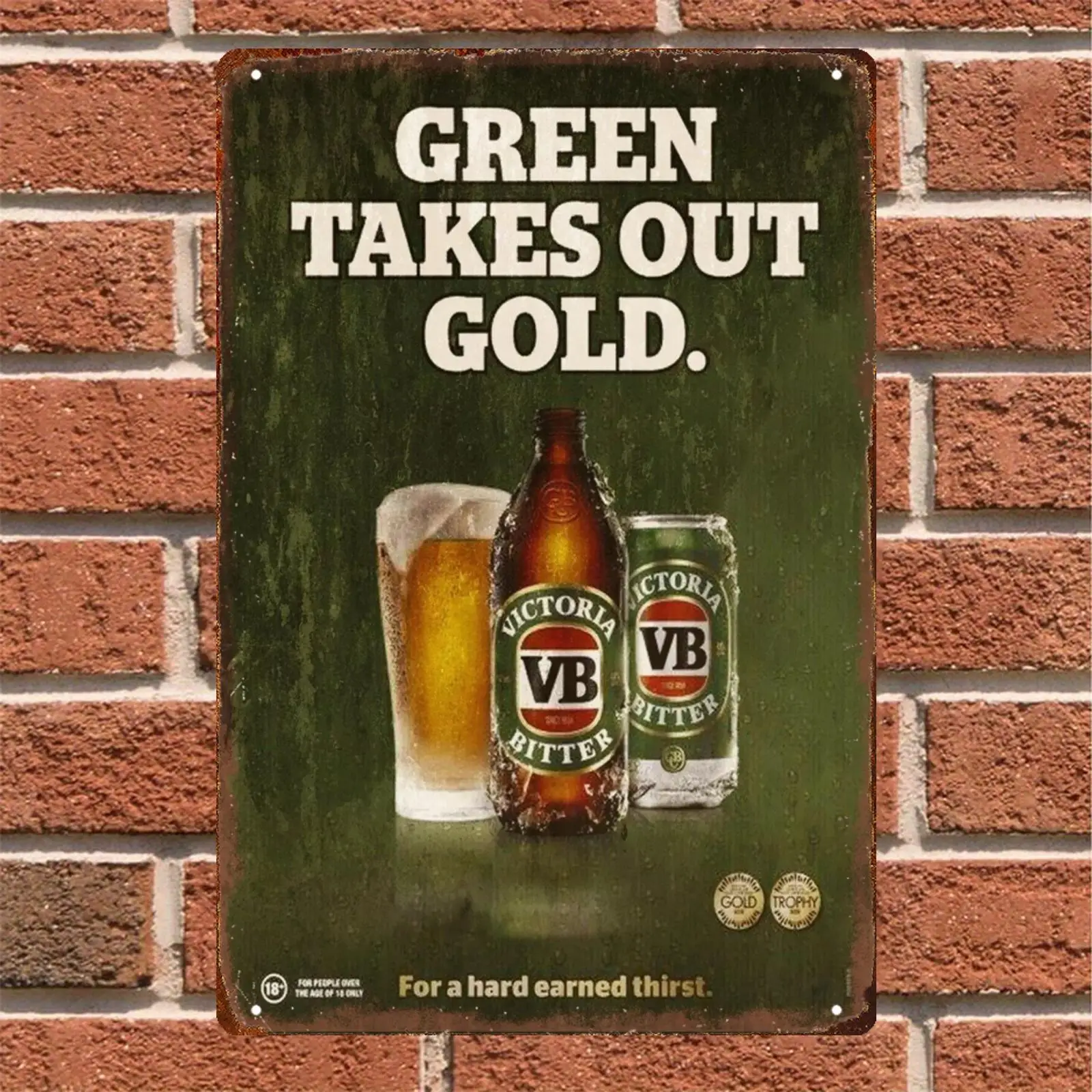 Vintage Victoria Bitter VB Advert Poster - Retro Metal Wall Sign, , Frameless, for Home, Bar, Cafe, Garage Decor, Indoor/
