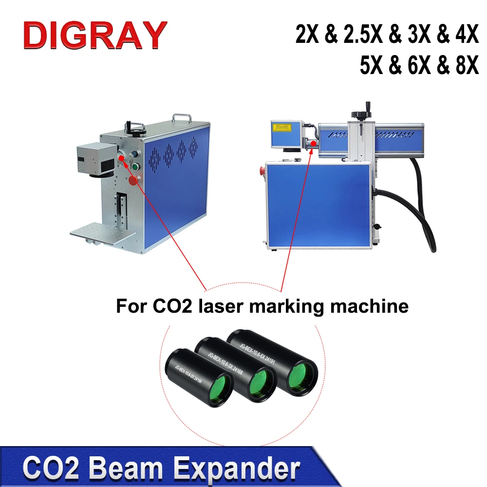 DIGRAY CO2 Laser Beam Expander 2X 2.5X 3X 4X 6X 8X Expansion Ratio M22*0.75 Lense Optics For CO2 10600nm Laser Marking Machine