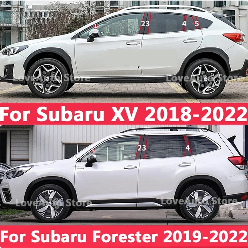 

For Subaru Forester Crosstrek 2022 2021 Car Window Central Column B C Pillar Cover Sticker Exterior Window Frame 2018 2019 2020