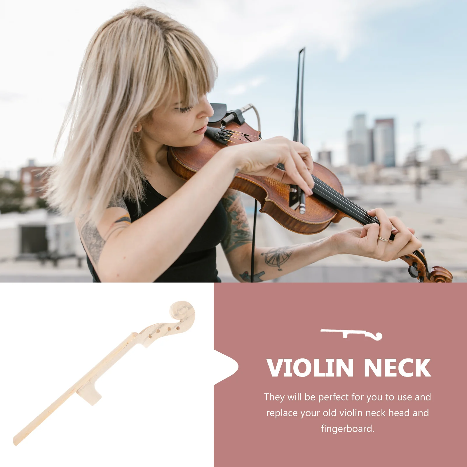 

Violin Neck Head Fingerboard Wooden Replacement Durable 44 Violin Accessory Professional Instrument Parts Supplies