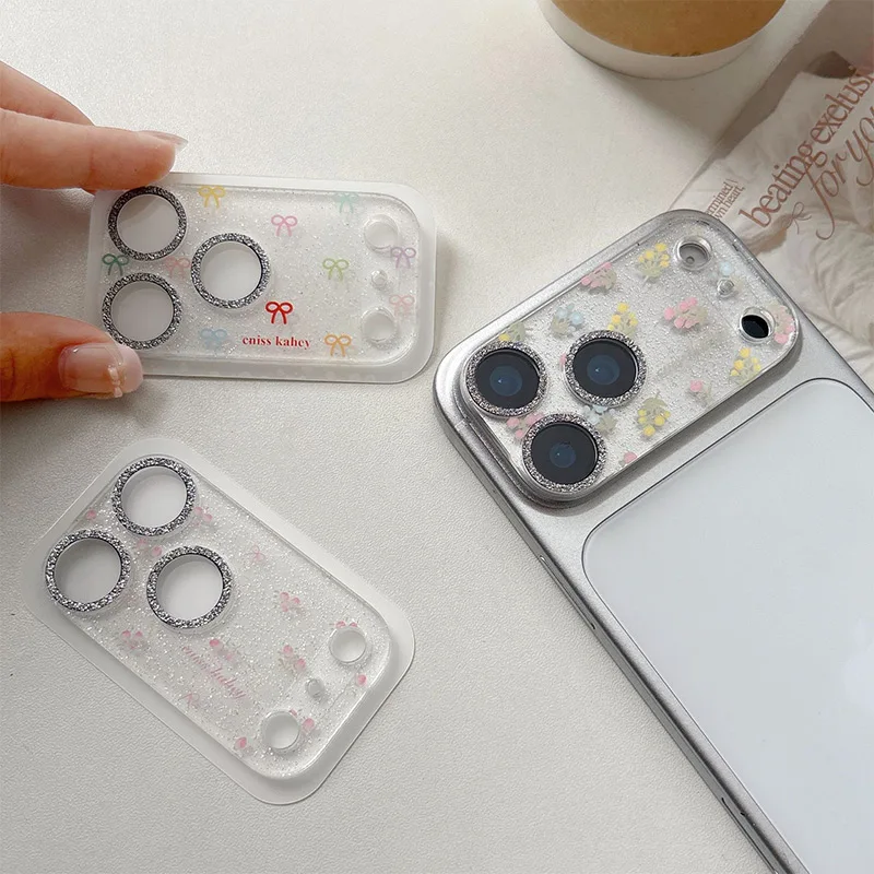 Transparent Flash Mobile Phone Lens Film For Iphone 17 Pro/promax Ins Style Simple Bow Fashion Mobile Phone Lens Protective Film
