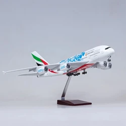 Scale Model Airplane 1/160 Scale Aircraft Model for 380 A380 Emirates Air Expo Ver Aviation Aircraft with Lights and Wheels Land