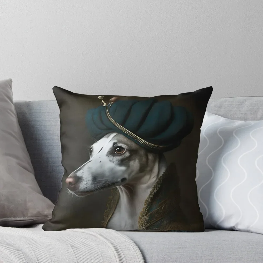 Whippet in Regal Clothes Throw Pillow Decorative pillow case Room decorating items Pillow