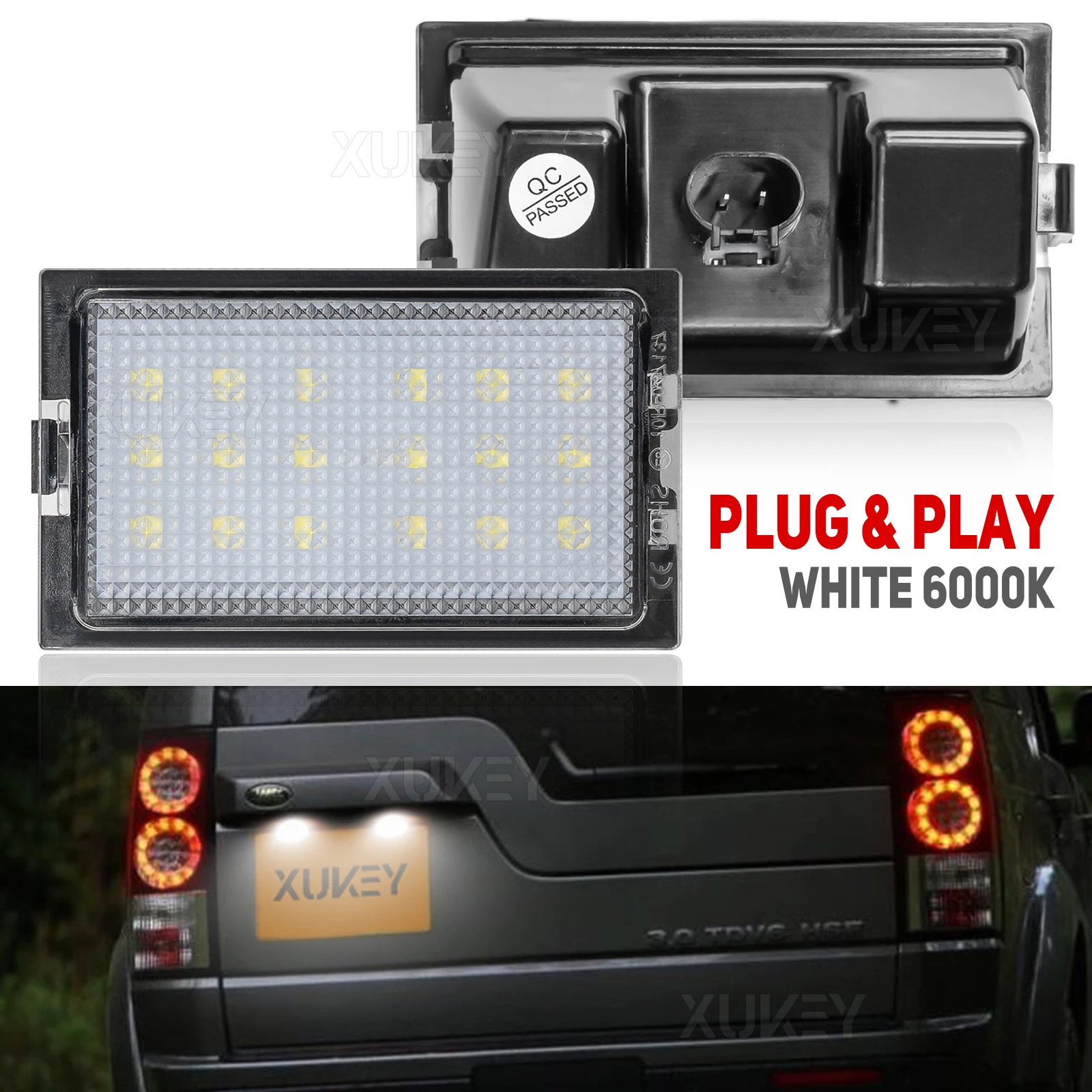 2pc Number Plate Lights LED Rear License Plate Lamp for Land Rover Discovery 3 05-09 Discovery 4 Freelander 2 Range Rover Sport