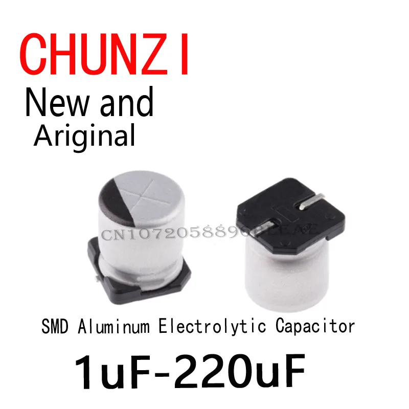 130 peças 1uf-220uf smd conjunto de kit sortido de capacitor eletrolítico de alumínio, 13 valores * 10 peças = 130 peças kit de amostras