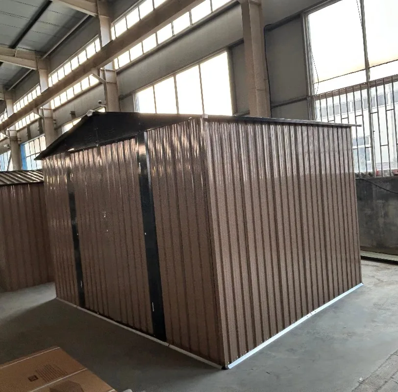 10x8 قدم كتلة اللون البني سقيفة معدنية قمة سقف دافق الباب أدوات التخزين في الهواء الطلق غرفة #4