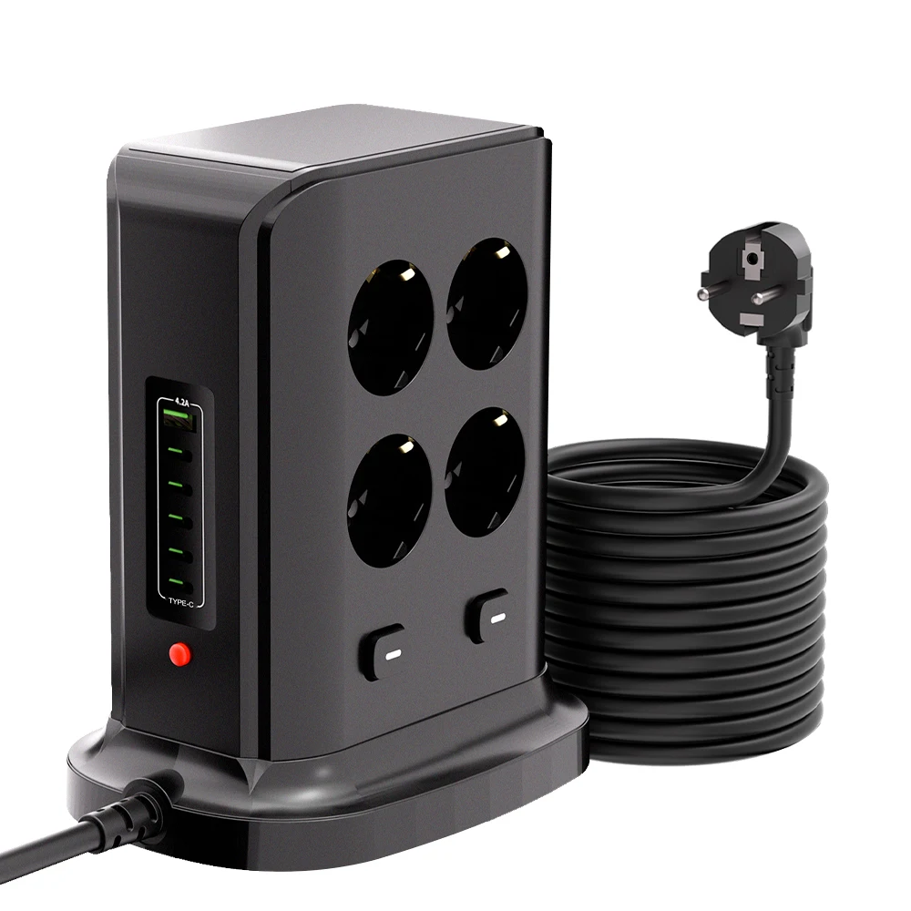 3000W 2/3M Extension Cable Family Outdoor Outlets Power Strip EU plug PD AC QC3.0 USB Fast Charger Adapter Universal
