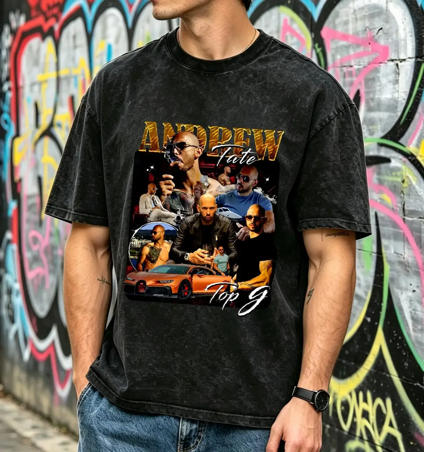 washed T Shirt Andrew Tate Top G Hip Hop Tops Vintage  Oversize vintage Washed Versatile homme Breathable designer clothes