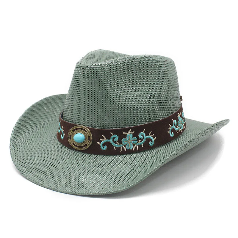 New Spring Summer Western Cowboy Hat Outdoor Travel Panama Wide Brim Straw Hat
