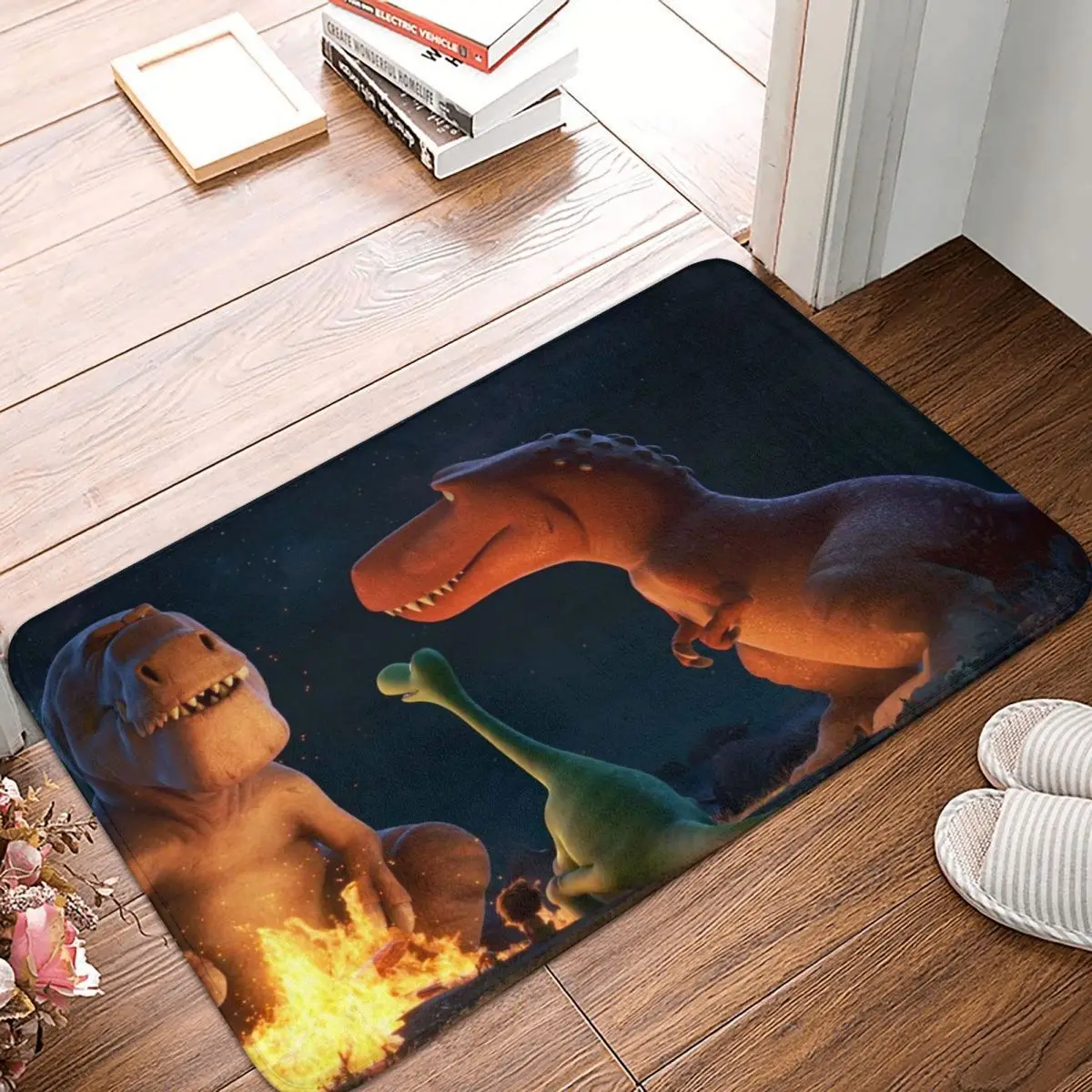 Denver the Last Dinosaur Jeremy Cartoons Non-slip Doormat Warm Oneself Bath Kitchen Mat Outdoor Carpet Flannel Pattern Decor