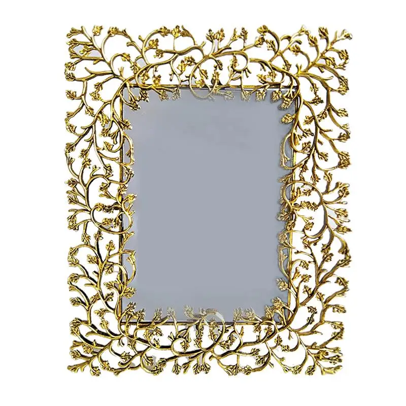 Imagem -06 - Dourado Lace Espelho Dressing Table Prateleiras Decorativas Display Rack Colar Stand Brincos Eardrop Pendurado Placa