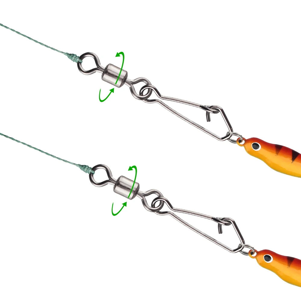 DNDYUJU 30PCS Fishing Lure Connector Bearing Rolling Swivel Stainless Steel Snap Fishhook Pin Fishing Accessories