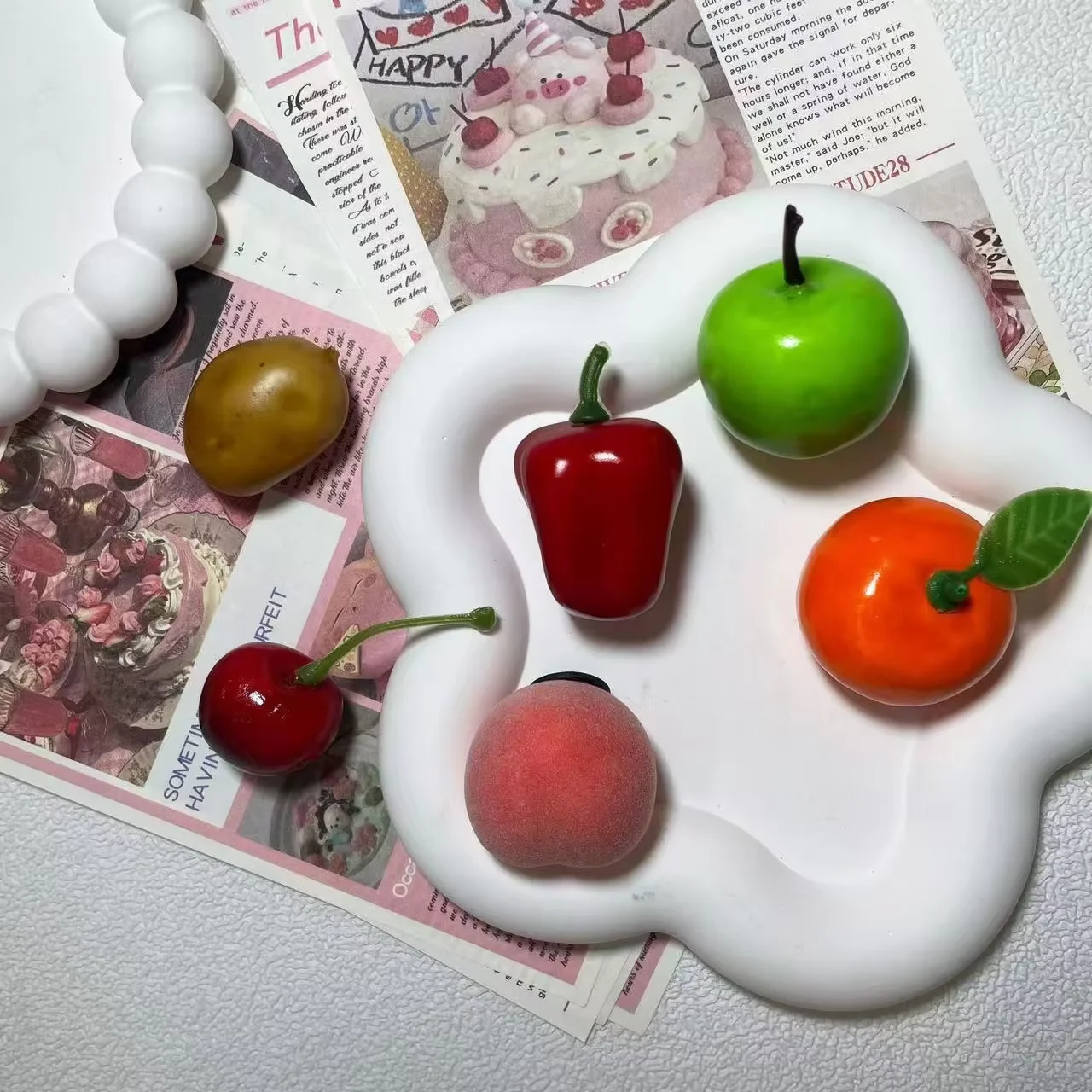Simulated fruit refrigerator sticker for home magnetic decorative hole board with iron magnet