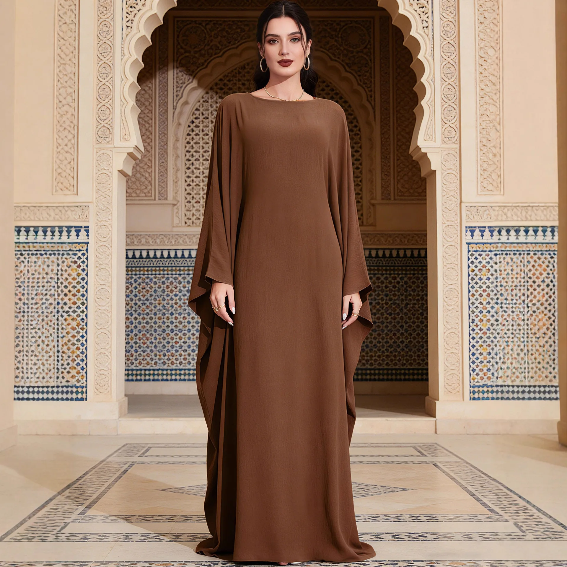 

Solid Dress Women Middle East Muslim Fashion Vestidos Floor Length Dresses Long Robe Modest Arab Abaya 2026 Loose Casual