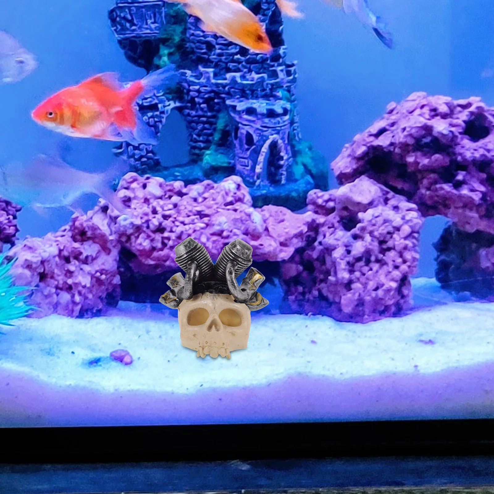 

Resin Skull Decor Aquarium Skull Fish Tank Cave Betta Fish Hideout Decorative Aquarium Ornament Snail Terrarium Decor