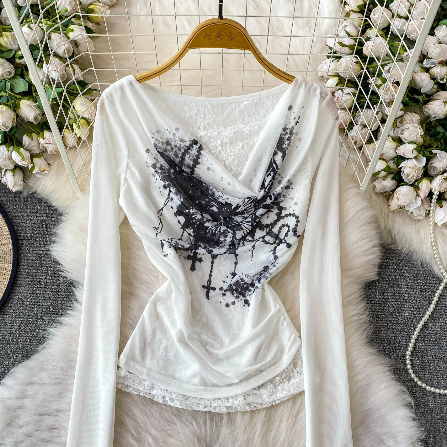 

Long Sleeved T Shirts V Female Womens Winter Funnel Neck Double Knit Plush Lined Urban Lady Gentle Warm Classic Elegant Soft Tee