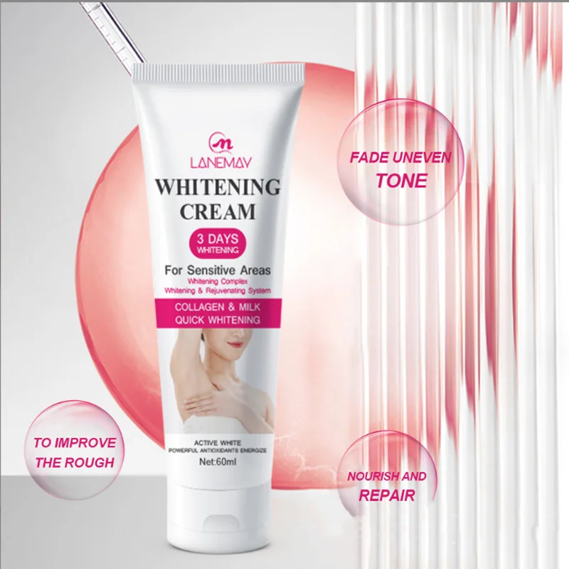 Instant Body Whitening Cream Intimate Areas Underarm Knee Buttocks Private Bleach Improve Dull Nourish Brighten Skin Care