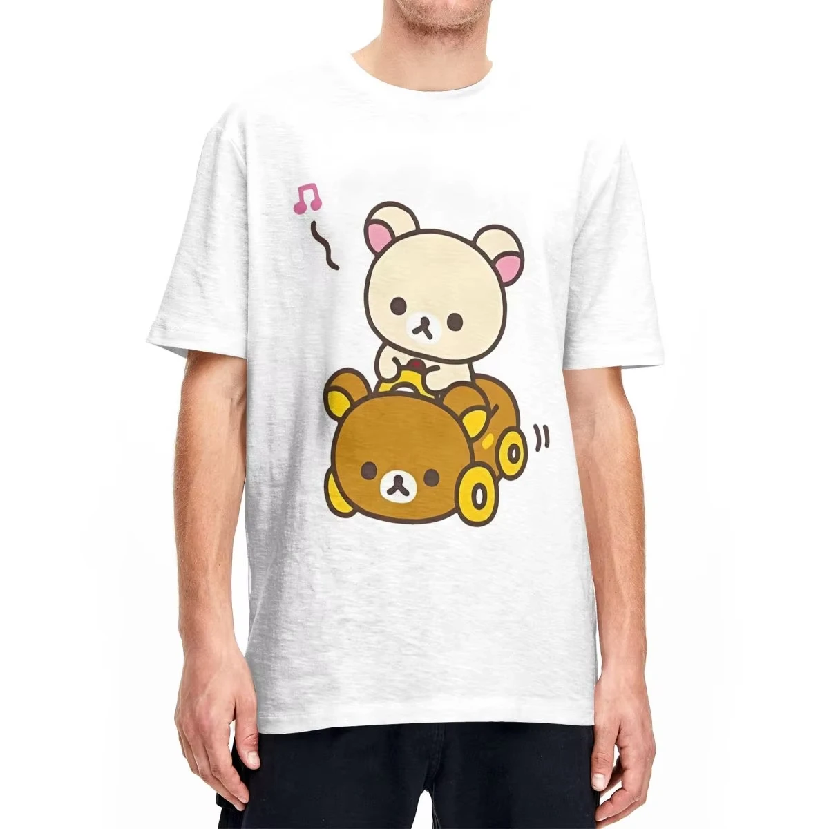 Car Drive Rilakkuma T-Shirt for Men Women Hipster Cotton Tee Shirt O Neck Short Sleeve T Shirt Plus Size Clothing