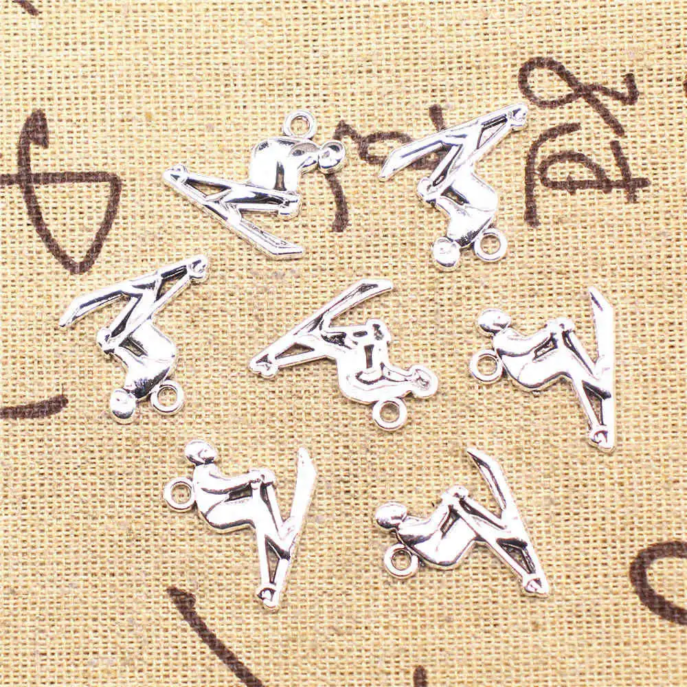 10pcs Antique Silver Color 17x19mm Skier Charms Handmade Jewerly Diy