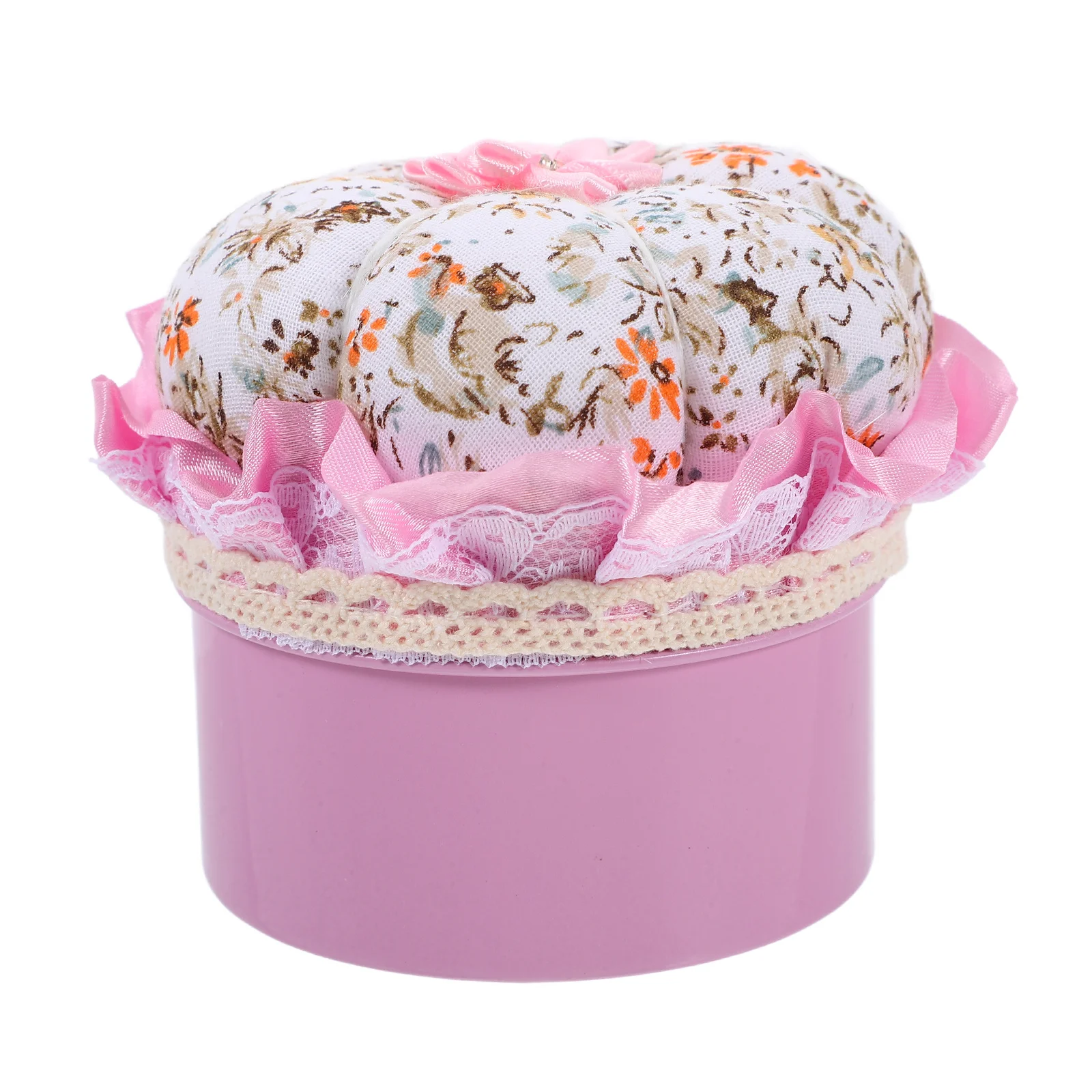 

Needle Thread Storage Box Brown Multifunctional Sewing Organizer Fabric Tinplate Material Compact Portable Flower Design