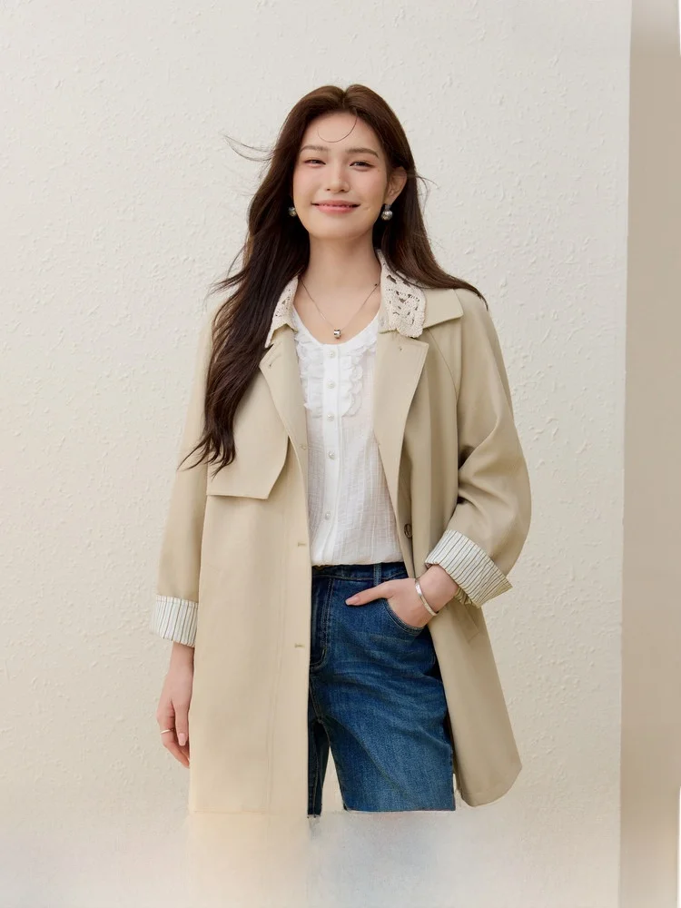

Chic Simple Outerwear Oversized Women's Faionable Collar Large Size Spring Cardigan Versatile Medium-Length Open Cardigan