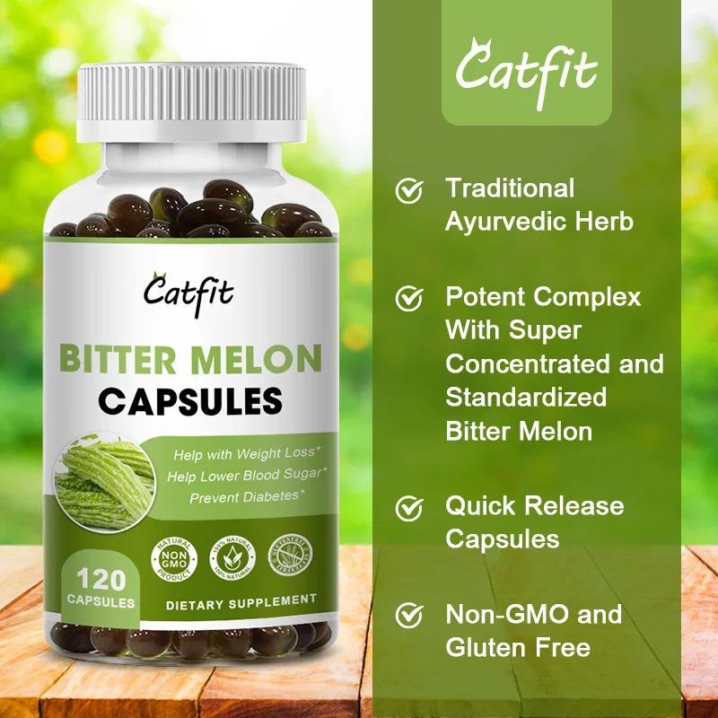 Catfit Bitter Melon Extract Capsules Multivitamin 120pcs Nutrition Dietary Heart Brain Bone Health Blood Circulation Soft Gels