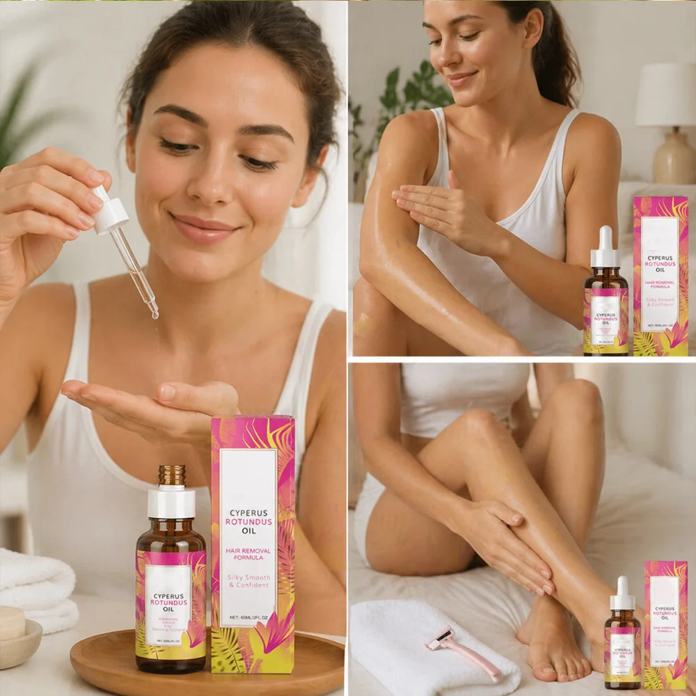 Caramela Beauty Cyperus Rotundus Oil - 60ml/2oz Naturally Derived Gentle Moisturizing Hair Inhibitor, Body & Massage Oil