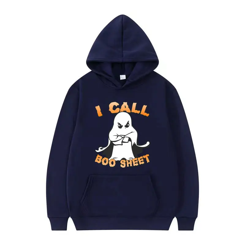 I Call Boo Sheet Ghost Funny Halloween Graphic Hooded Sweatshirts Men Women Fashion Vintage Long Sleeve Casual HoodieStreetwear