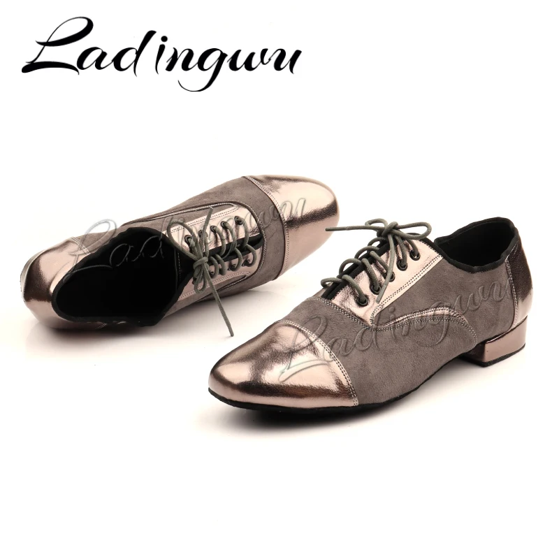 Ladingwu Men Dance Shoes Latin Ballroom dance shoes Modern Indoor Shoes Men Tango Shoes Dance Sneaker For Boy heeled 2.5cm