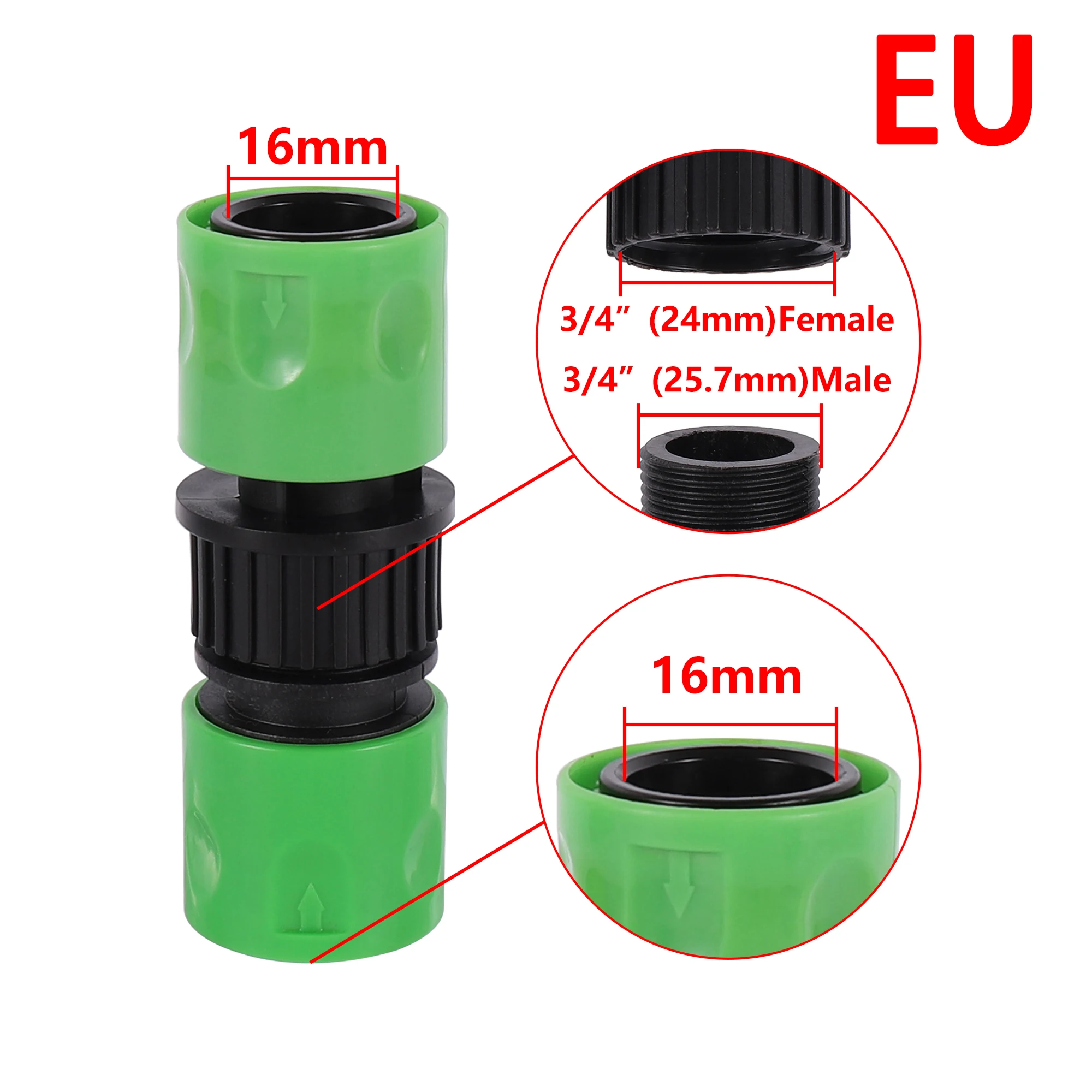 Quick Connector Nipple US/EU Thread 3/4 Inch Male Threaded Hose Pipe Adapter for Garden Tubing Drip Irrigation Watering System