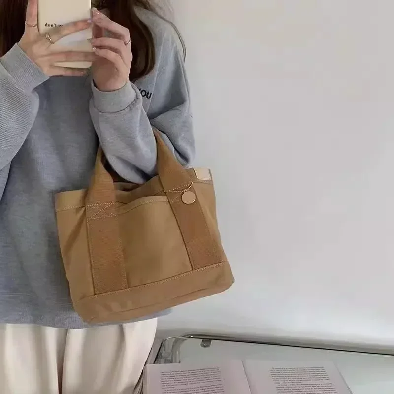 Japanese Bento Tote Bag 2024 New Multi-layer Leisure Canvas Bag with Simple Ins Style Lunch Box Handbag Bags for Women