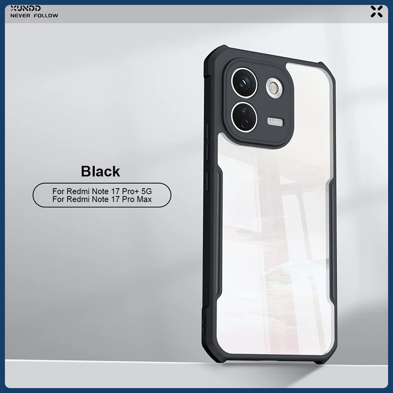 Xundd Case For Xiaomi Redmi Note 17 Pro Max Airbags Shockproof Hard PC+Soft TPU Clear Anti-fall Protection Back Cover