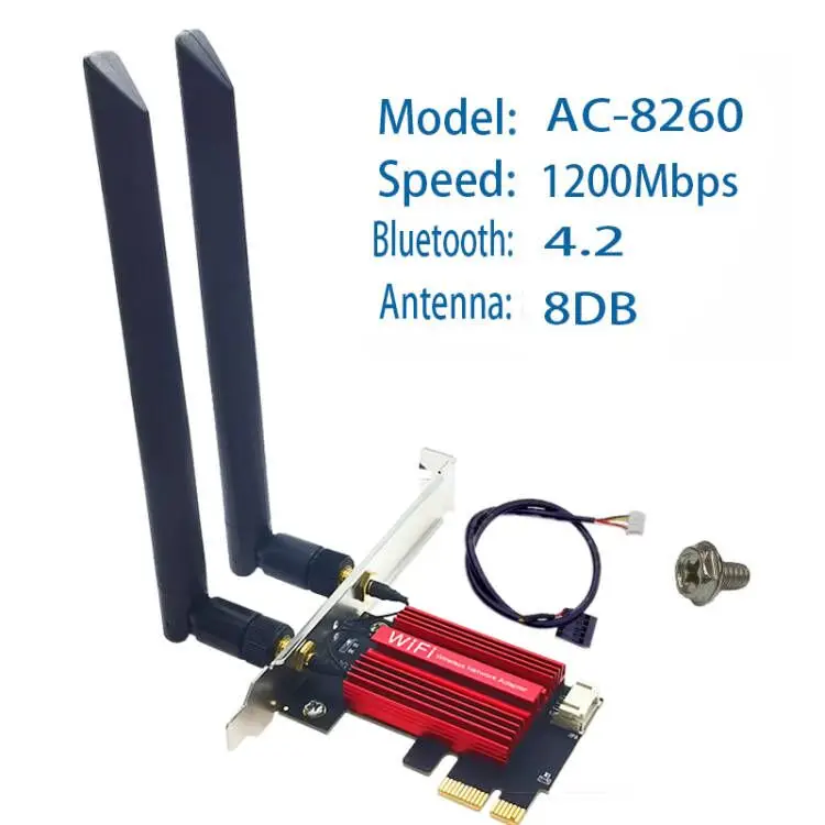 

1200Mbps Bluetooth 4.2 PCi Express Wifi Adapter 2.4G/ 5G Dual Band AC-8260 Wireless PCI-E Card For Desktop PCIE WIFI 5