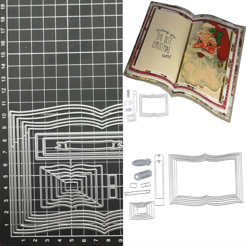 

Craft Dies Books Frame Metal Cutting Dies Scrapbooking stamps embossing paper Cards border template punch Stencils DIY