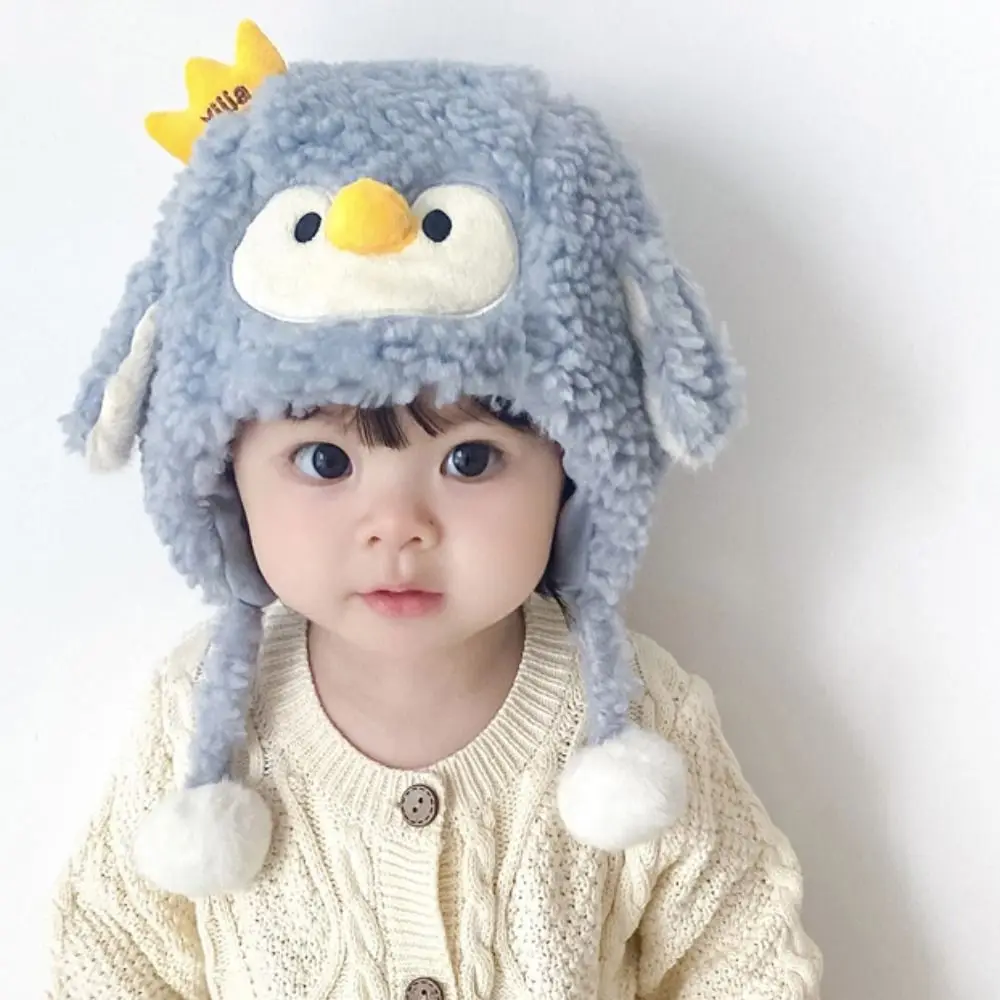 

Winter Solid Color Cartoon Plush Hat Woolen Hairball Baby Beanie Cap Skullies Thermal Hat Kids Crochet Hat Boys