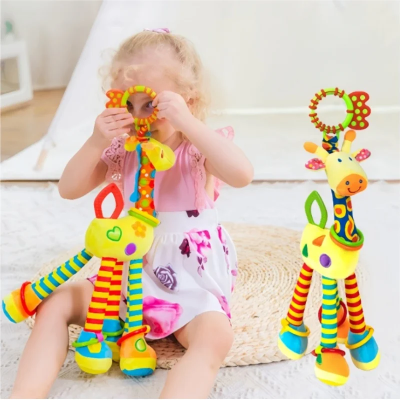 Baby Developmental Toys Soft Giraffe Rattle Stroller Mobile Hanging Bell Infant Sensory Plush Gift Infant Bed Plush Animal Toy