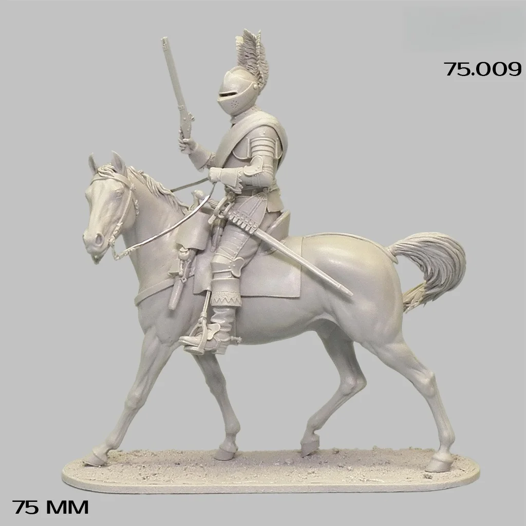 مجموعة نماذج غير مطلية من الراتنج 75 مم، موضوع عسكري، 1630 AD لوحة صدر الفرسان غير مجمعة وغير مطلية GK، 1345R