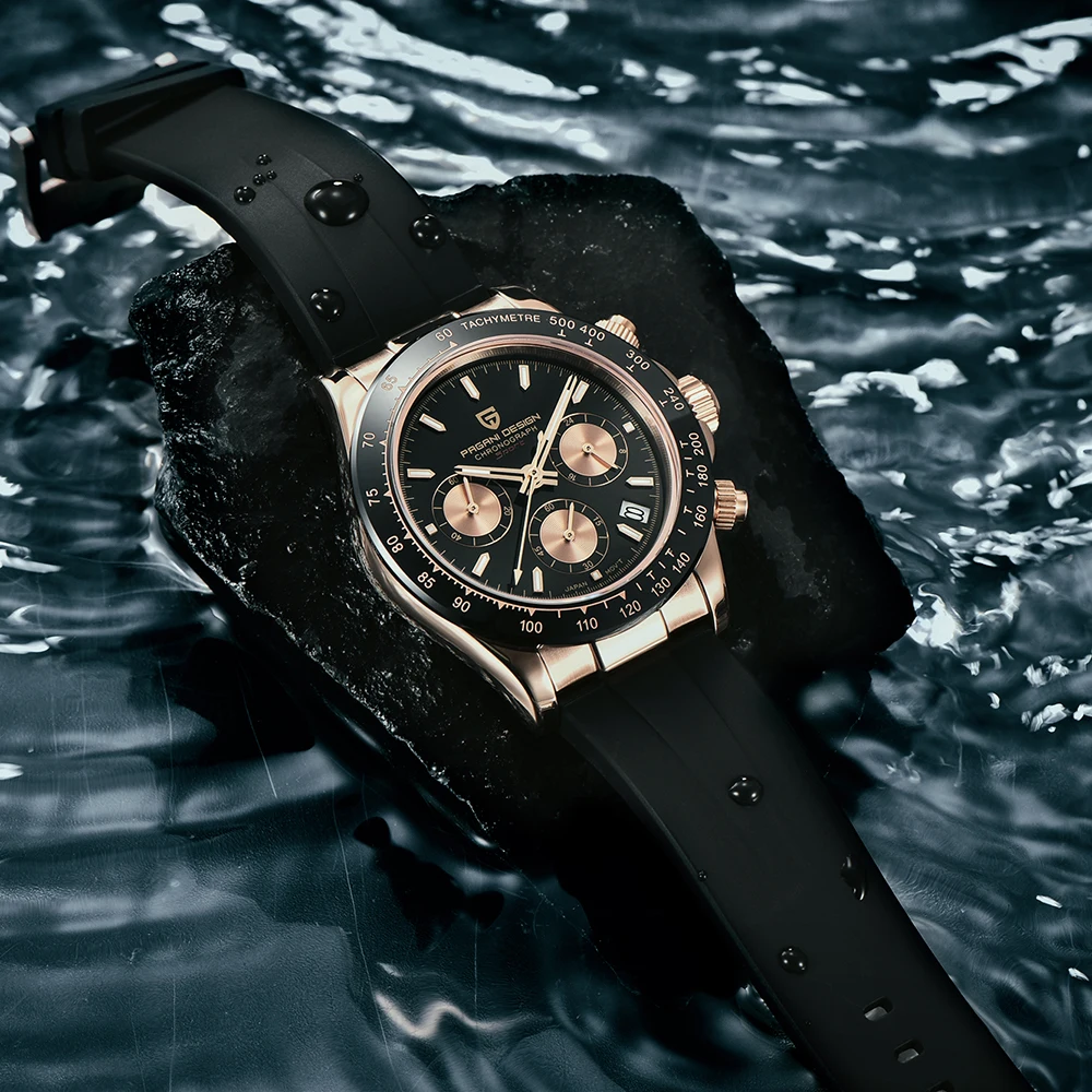 PAGANI DESIGN Top Brand Luxury Business Watch Multi functional Timing Code VK63 Quartz Watch Sports luminous Watches for Man+box