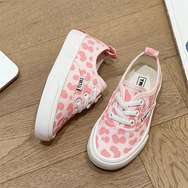 2023 Spring Autumn Canvas Girls\' Shoes Versatile Children\'s Shoe for Girl Casual Boys Breathable Girls Leopard Print Kids Shoes